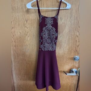 Maroon Mini Dress with Sparkly Silver Detailing